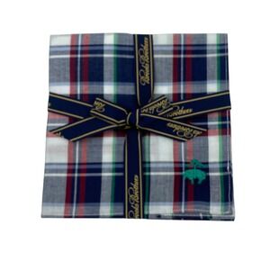 Brooks Brothers Plaid Pocket Square Navy Red White Green Golden Fleece Logo New
